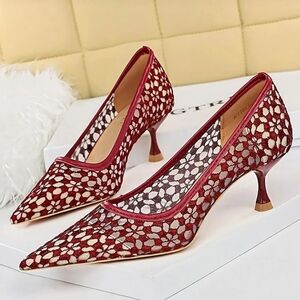 Red Lace Heels